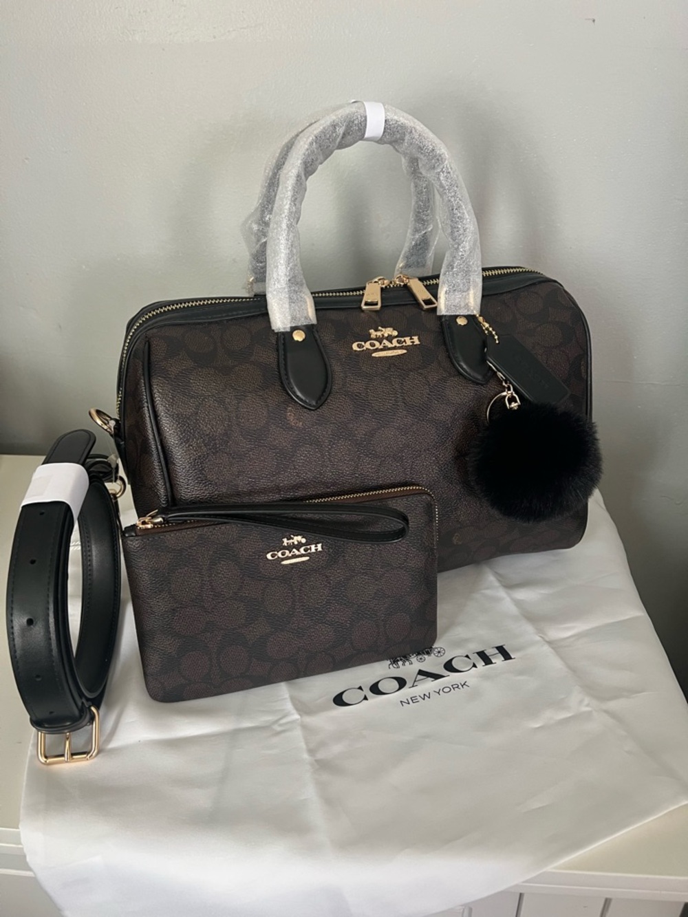Coach Large Rowan Satchel Bag And Wristlet